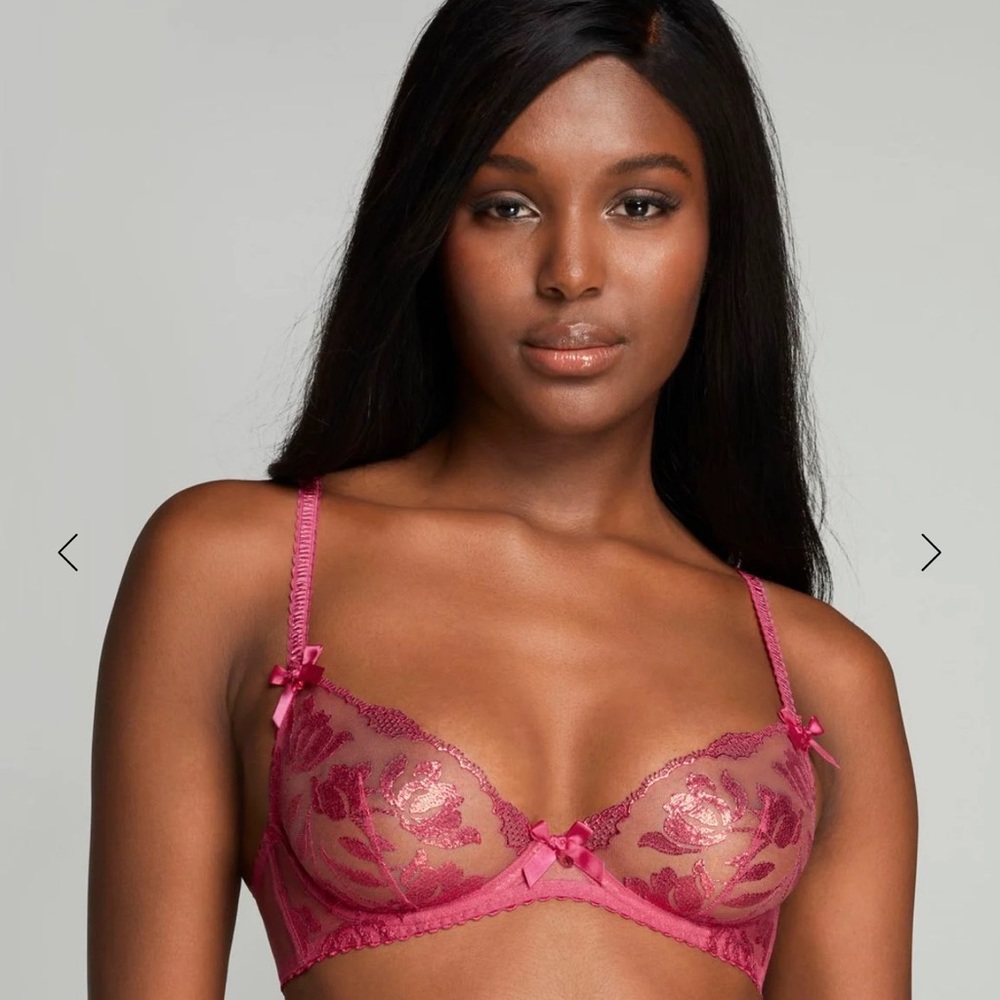 NWT Agent Provocateur - Sparkle Plunge Underwired Bra - Hot Pink